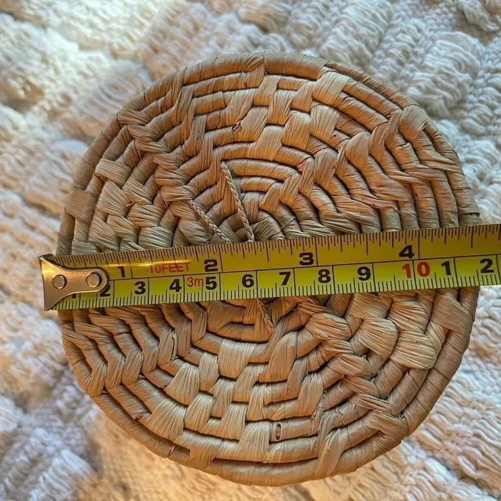 Small weaved covered boho Basket vintage